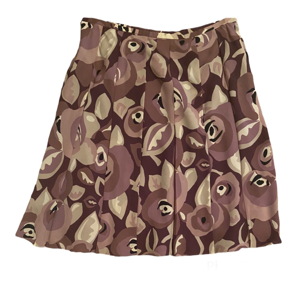Ann Taylor Loft Purple Pleated Floral Flirty Skirt Size 10 EUC